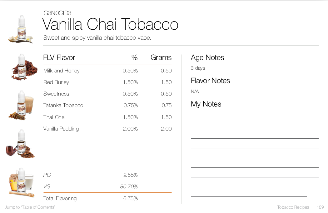 Vanilla Chai Tobacco by G3N0CID3